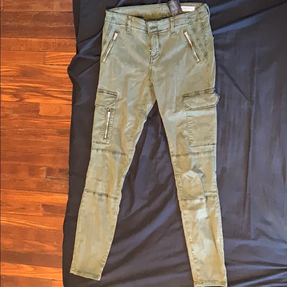 ZARA army green skinny cargo pants